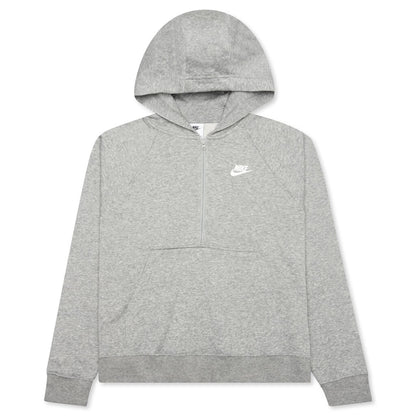 Sportswear Women's Club Essential 1/4 Zip Fleece Hoodie - Dark Grey Heather/White