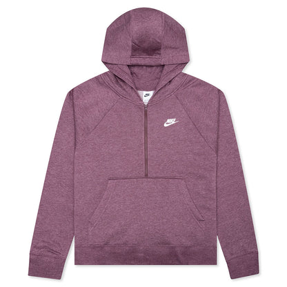 Sportswear Women's Club Essential 1/4 Zip Fleece Hoodie - Dark Wine/Heather