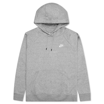 Sportswear Women’s Essential Fleece Pullover Hoodie - Dark Grey Heather/White