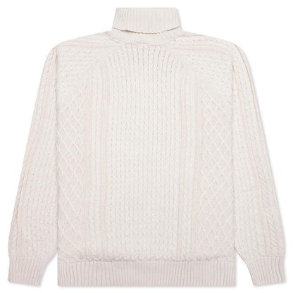 Nike Life Cable Knit Turtleneck Sweater - Light Bone
