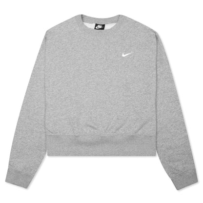 Women's Sportswear Essentials Fleece Crew - Dark Grey Heather/White