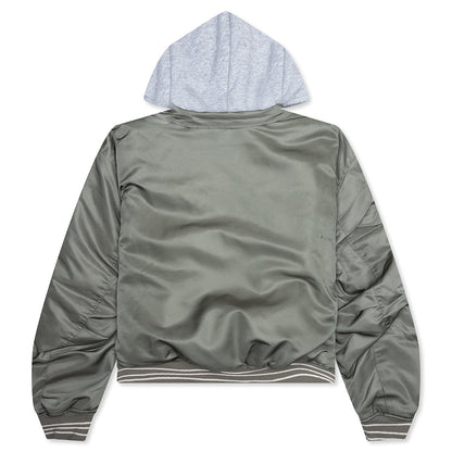 Nylon Hooded Bomber - Army Green