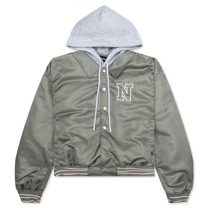 Nylon Hooded Bomber - Army Green