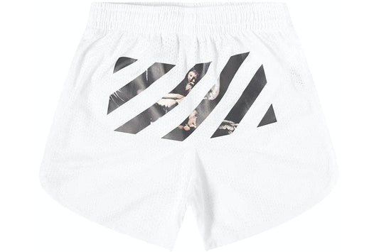 OFF WHITE CARAVAGGIO ARROWS MESH SHORTS WHITE