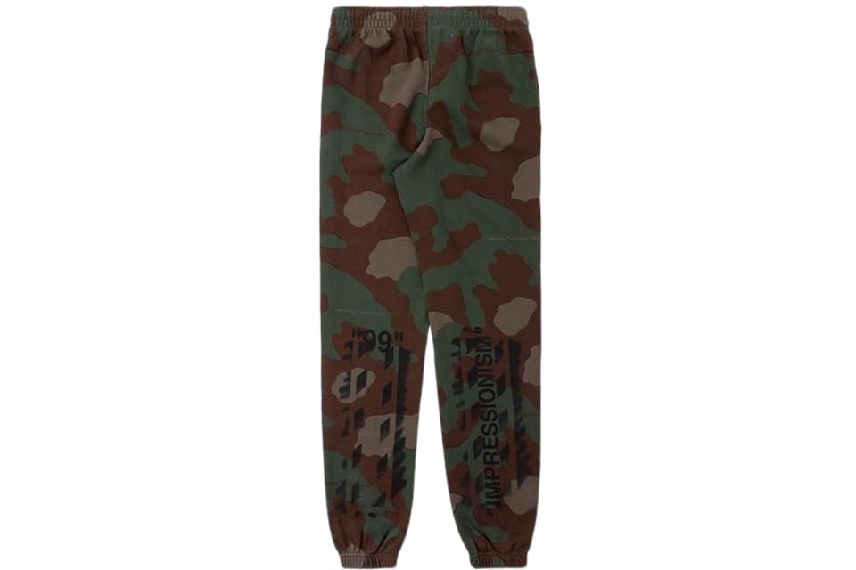 OFF WHITE IMPRESSIONISM BLACK PRINT SWEATPANTS CAMO GREEN