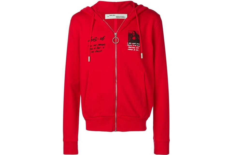OFF WHITE MONA LISA ZIP UP HOODIE RED