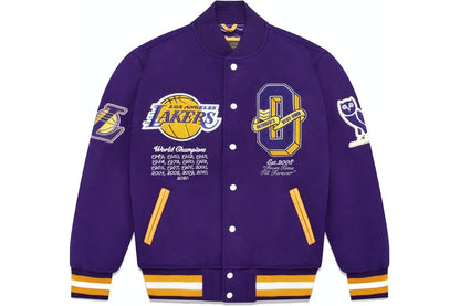 OVO X NBA LAKERS VARSITY JACKET PURPLE