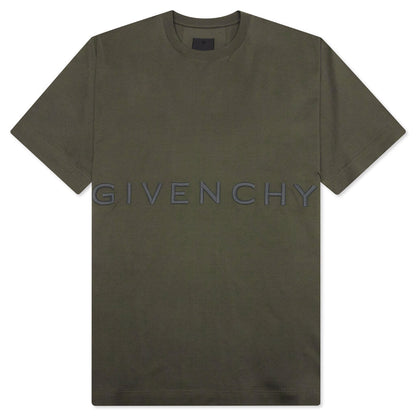 Oversized Fit Givenchy Embroidery T-Shirt - Greyish Green