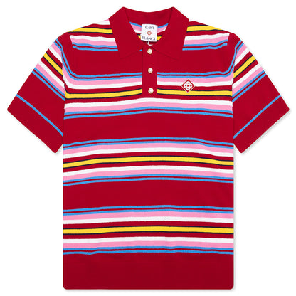 Oversized Striped Polo - Multi Dark Red