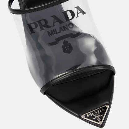 Womens Prada Logo PVC Heels