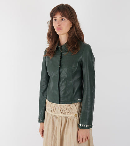 Octavia Leather Jacket Dark Green