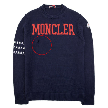 Pre-Loved Moncler Logo Knitted Sweatshirt Navy 778 Medium