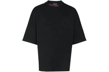 PALM ANGELS DOUBLE LOGO T-SHIRT BLACK / FUCHSIA