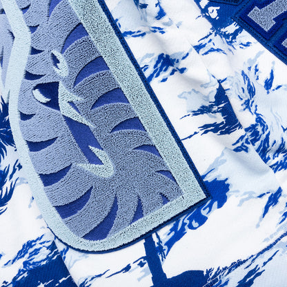 Palm Tree Camo Relaxed Fit Shark Full Zip Hoodie - Blue