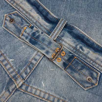 Straight Leg Cropped Jeans - Washed Blue