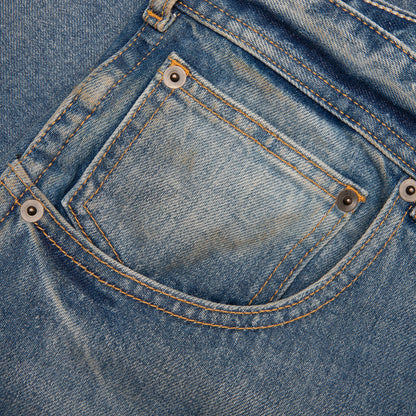 Straight Leg Cropped Jeans - Washed Blue