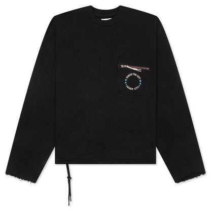 Pocket Pullover Crewneck - Black