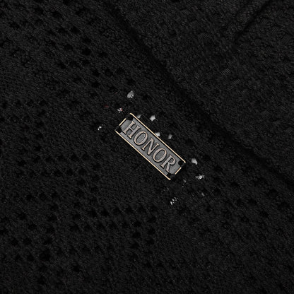 Pointelle Crochet Camp Collar - Black