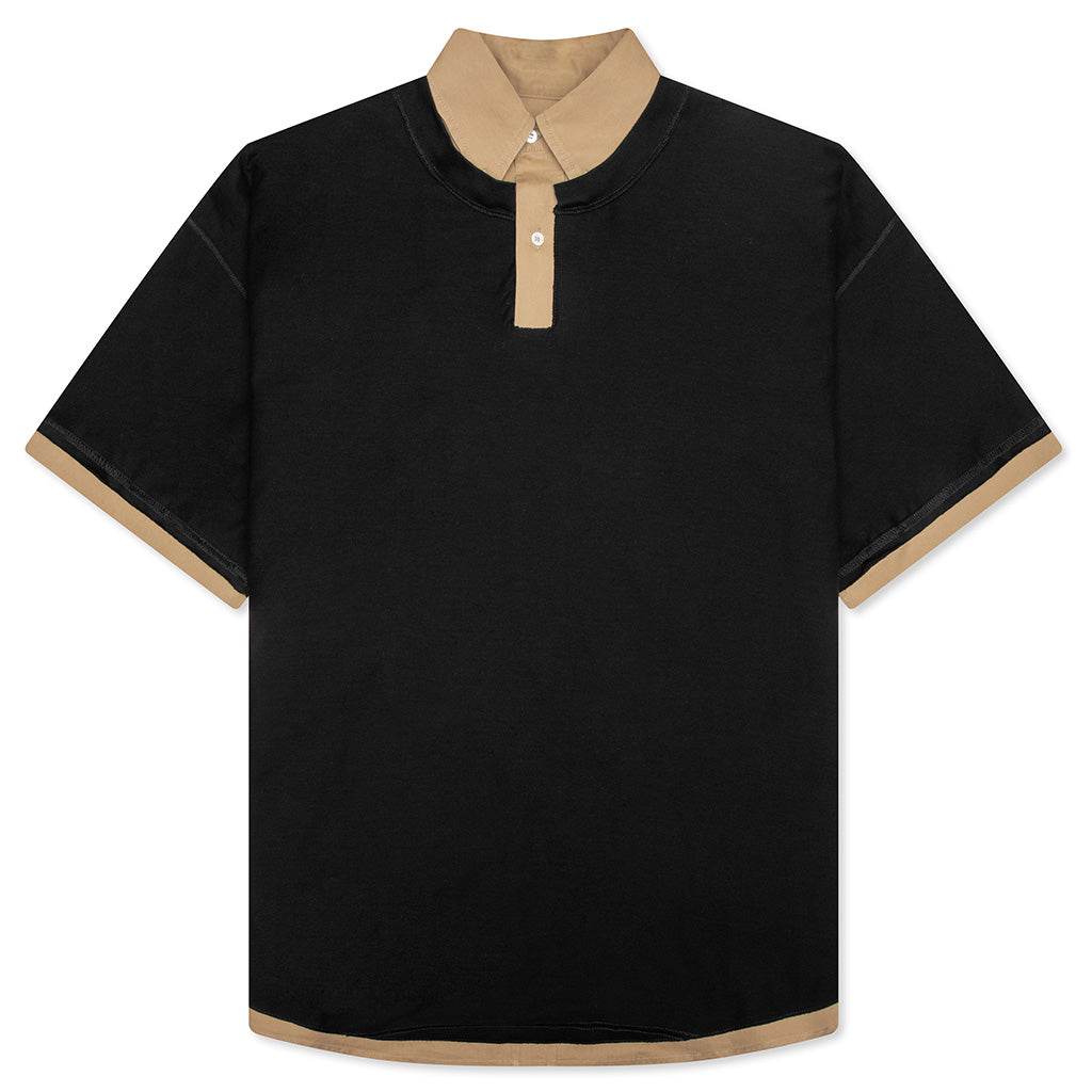 Layered Polo Shirt - Black/Camel
