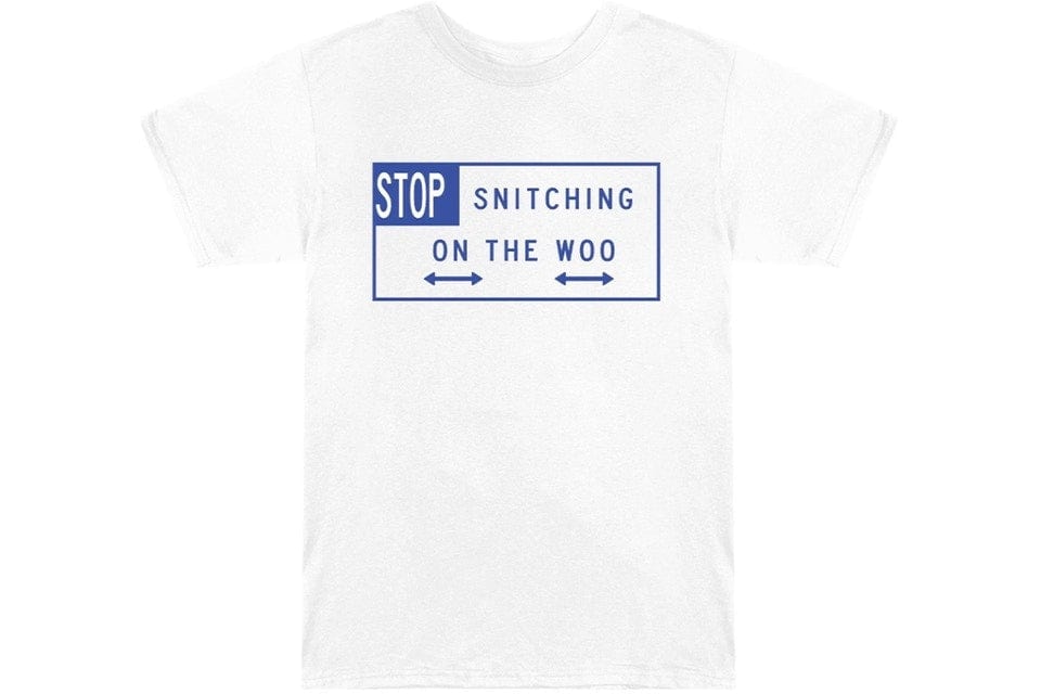 VLONE X POP SMOKE STOP SNITCHING T-SHIRT BLUE
