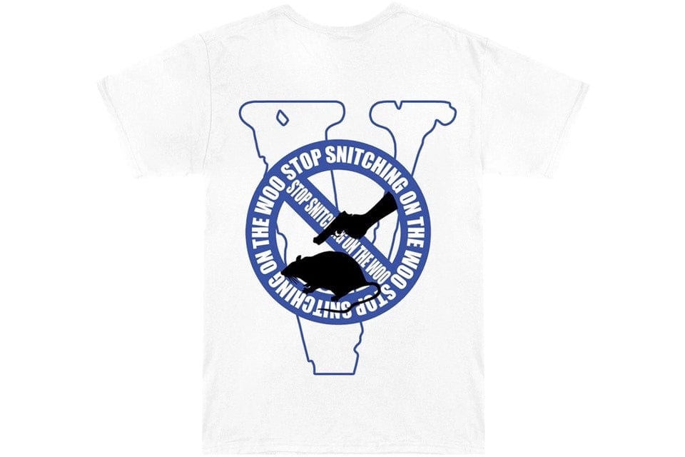VLONE X POP SMOKE STOP SNITCHING T-SHIRT BLUE