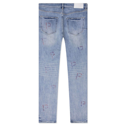 P001 - Light Indigo Embroidery Punch P Plaid