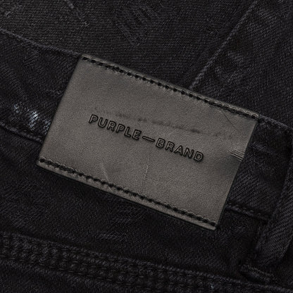 P001 - Black Paint Knee Slit Jacquard Monogram