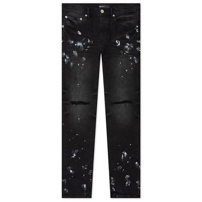 P001 - Black Paint Knee Slit Jacquard Monogram