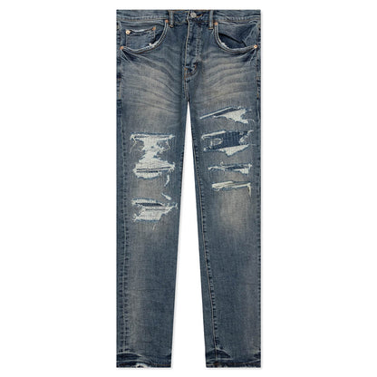 Purple Denim P001 - Indigo Four Pocket Destroy w/ Silicone Outline