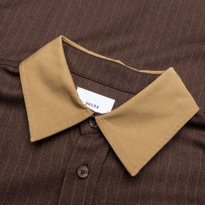 Twill Stripe Mechanic Shirt - Brown/Tan