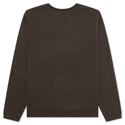 Roll V-Neck Logo Sweater - Brown