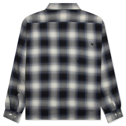 Saint Michael x Last Man Mx6 Checkered L/S Buttonup Shirt - Navy