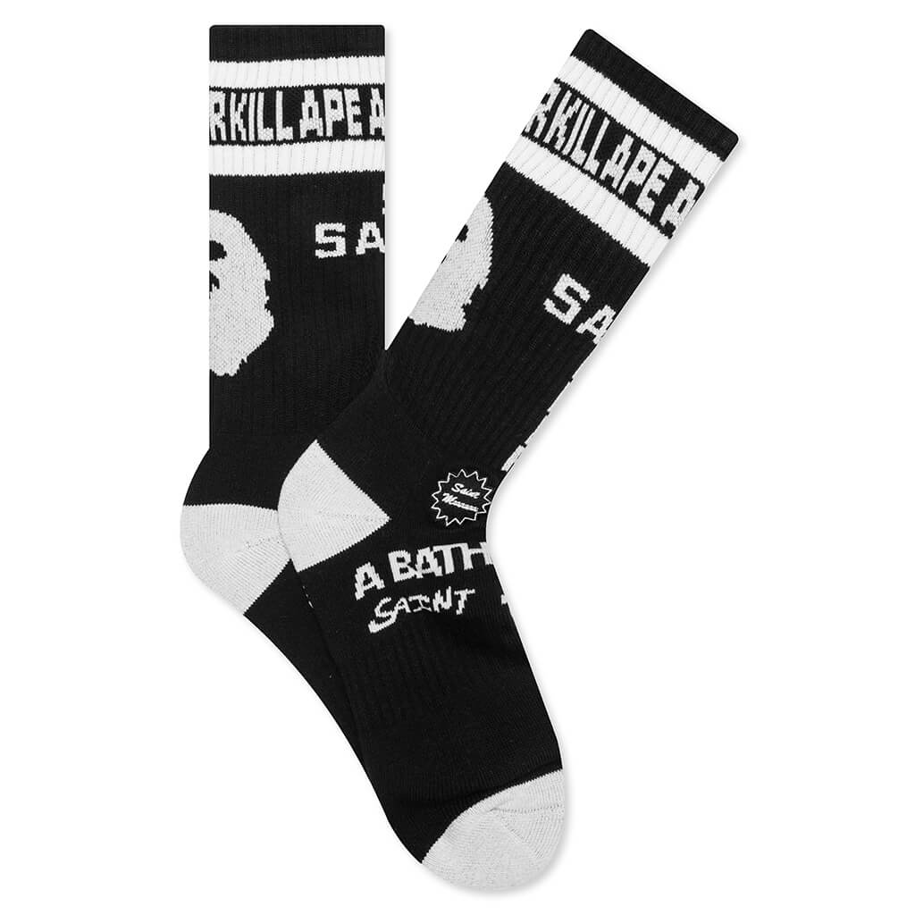 Saint Michael x A Bathing Ape Ape Socks - Black