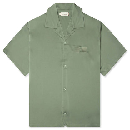Satin Chest Logo Camp Collar - Sage