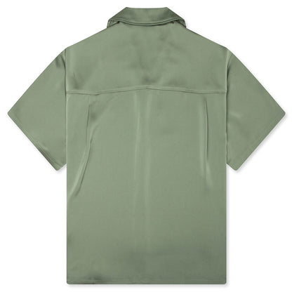 Satin Chest Logo Camp Collar - Sage