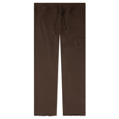 Script Embroidered Sweats - Brown