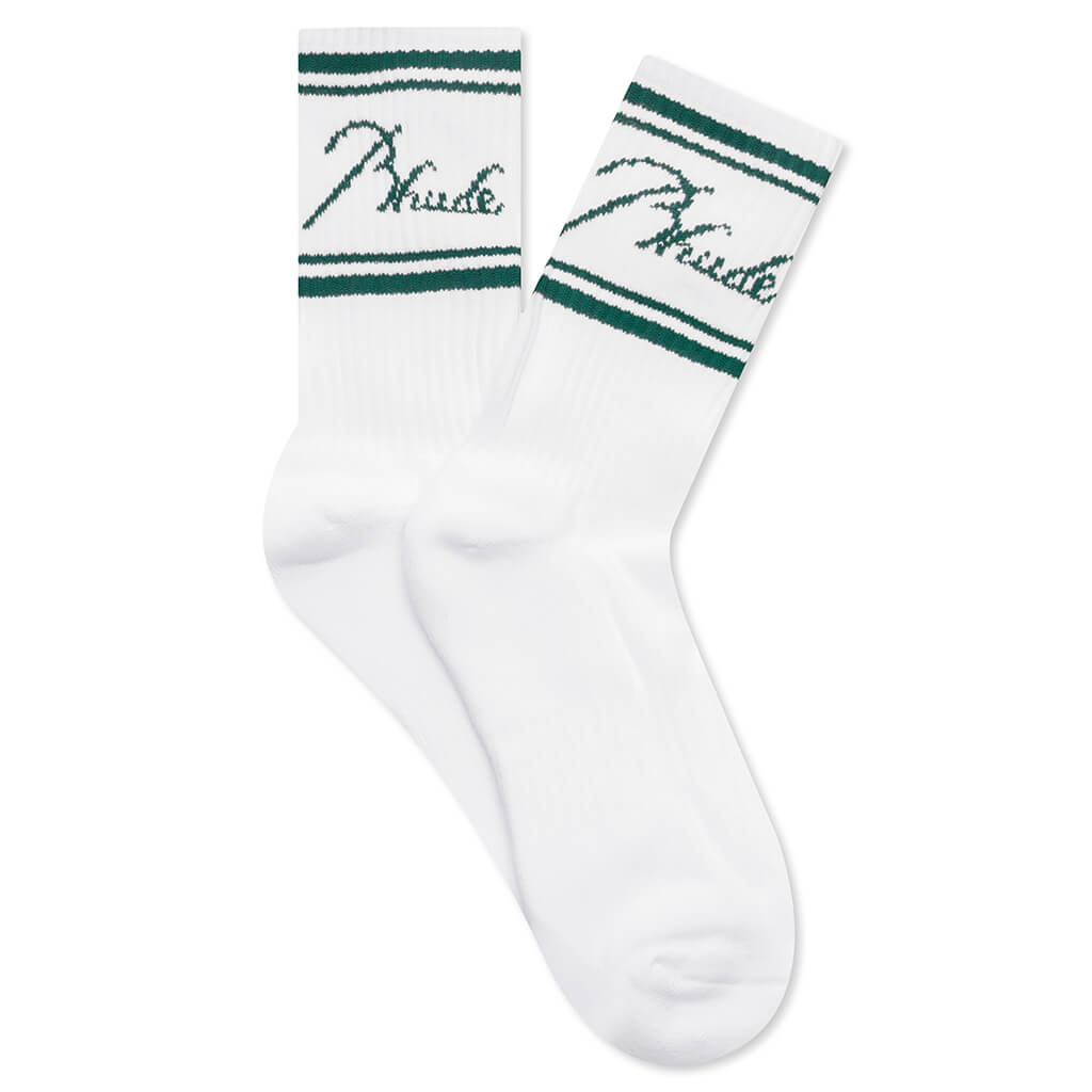 Script Logo Sock - White/Green
