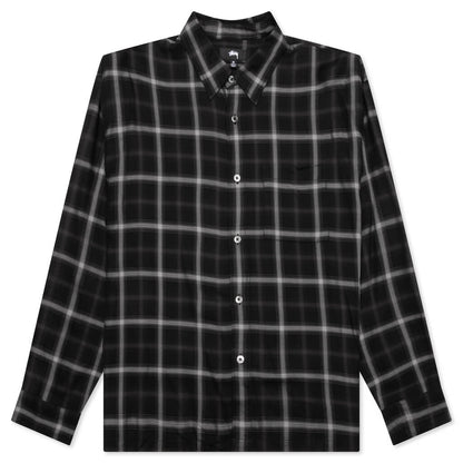 Shadow Plaid Rayon Shirt - Black