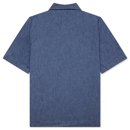 Logo Embroidered Short-Sleeve Shirt - Denim Blue