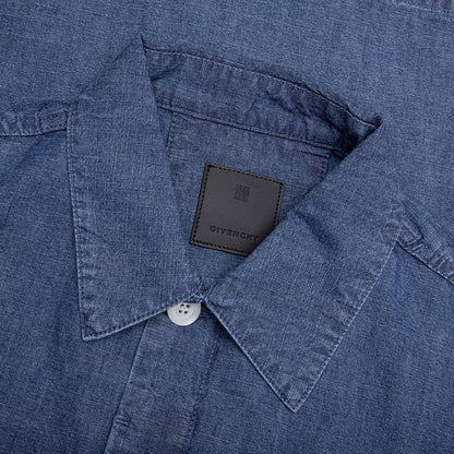Logo Embroidered Short-Sleeve Shirt - Denim Blue