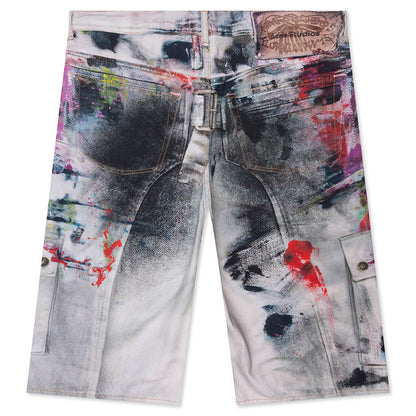 Denim Shorts - White/Multi
