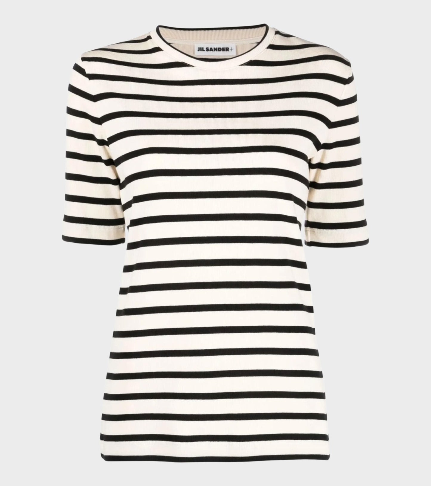 Ribbed Cotton Jersey Stripe T-shirt Open Grey