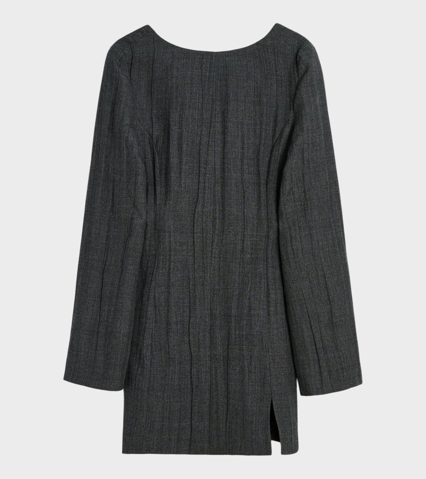 W Firm Dress Stone Grey Plisse Wool