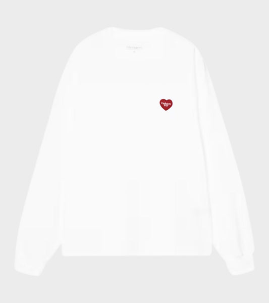 W L/S Heart Patch T-shirt White