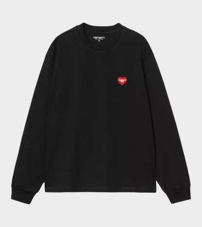 W L/S Heart Patch T-shirt Black