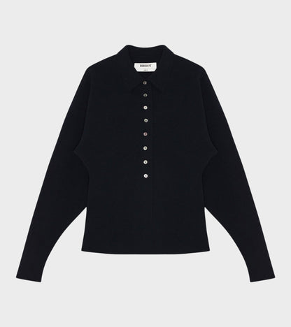 Lay3 Point Collar Cardigan Ink