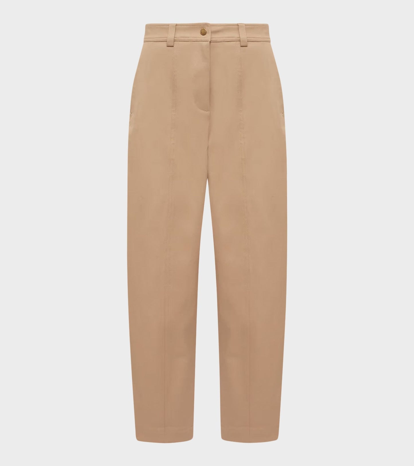 Straight Leg Cotton Trousers Beige