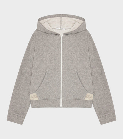 Lace Zip-up Hoodie Light Gray Melange