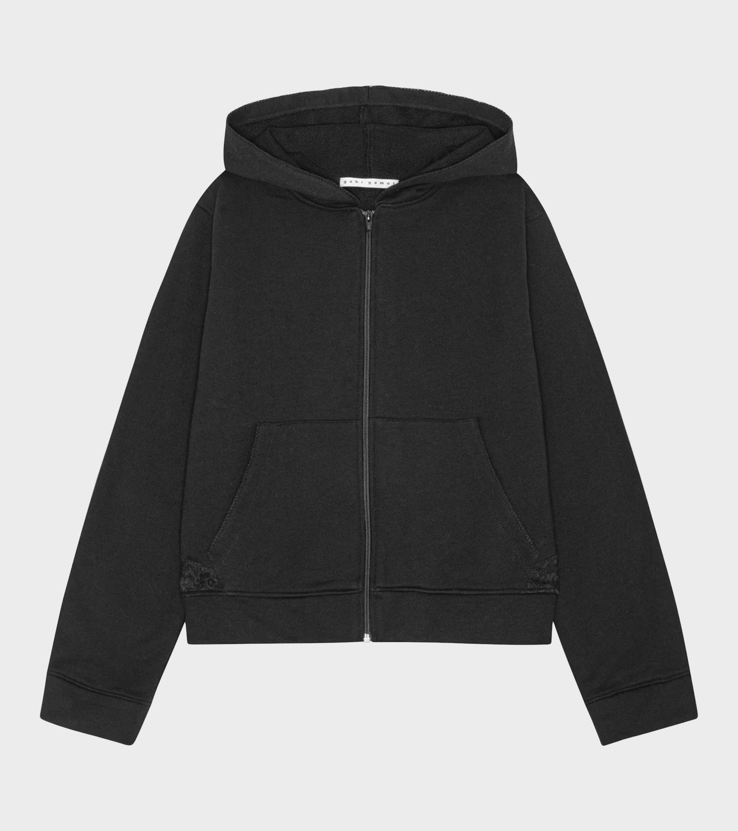 Lace Zip-up Hoodie Black