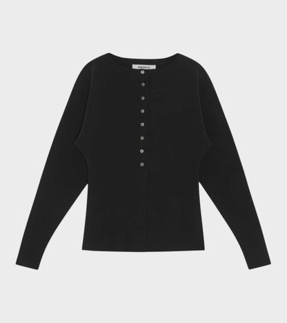 Lay2 Boatneck Cardigan Black